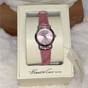 Kenneth Cole New York Stainless Steel Leather Strap Quartz Watch Snake Embossed